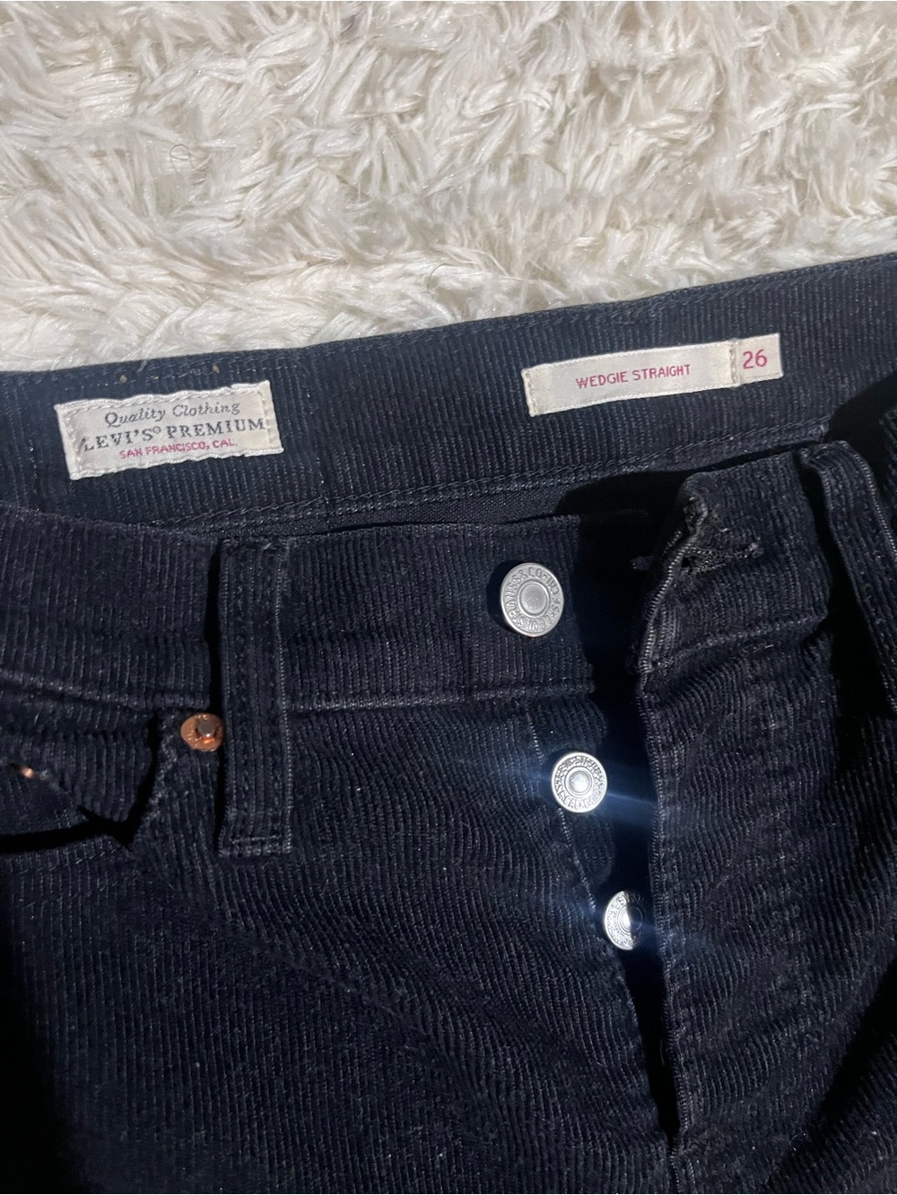 Levi's Wedgie Straight Black Corduroy Jeans